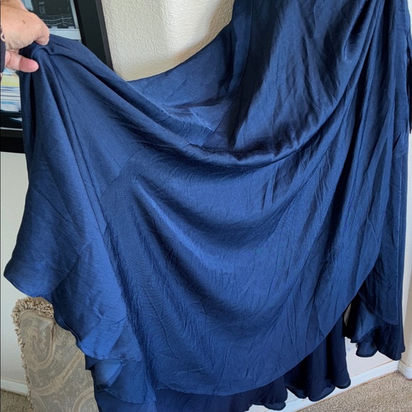 THE JETSET DIARIES TJD Elegant Navy Blue Wrap Maxi Skirt, Flowing & Silky. M NWT - Picture 4 of 17